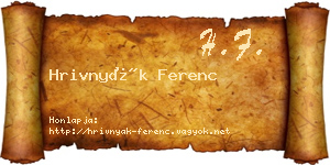 Hrivnyák Ferenc névjegykártya